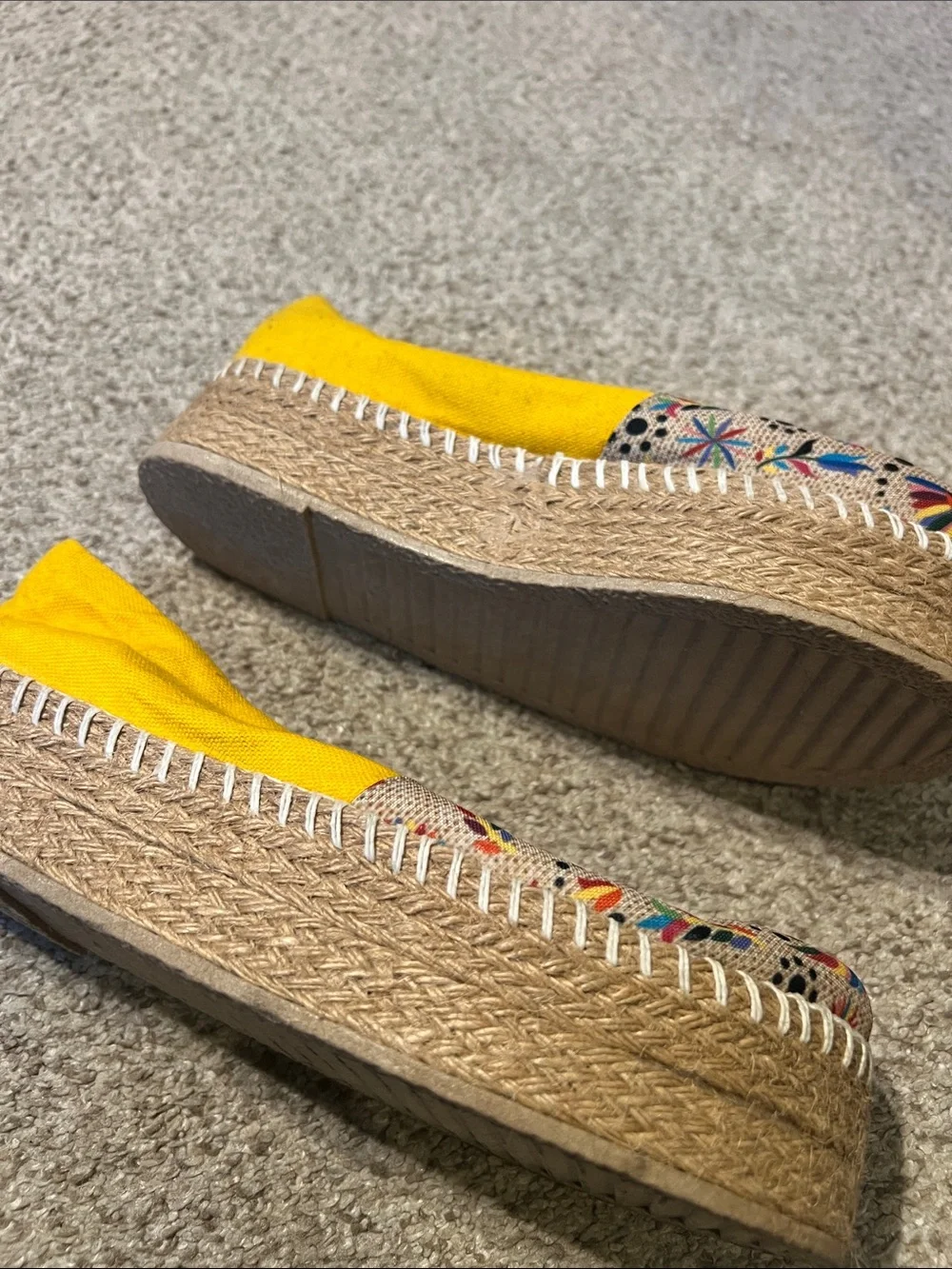 Kelsi Dagger Yellow Embroidered Espadrille Platform Slip-Ons